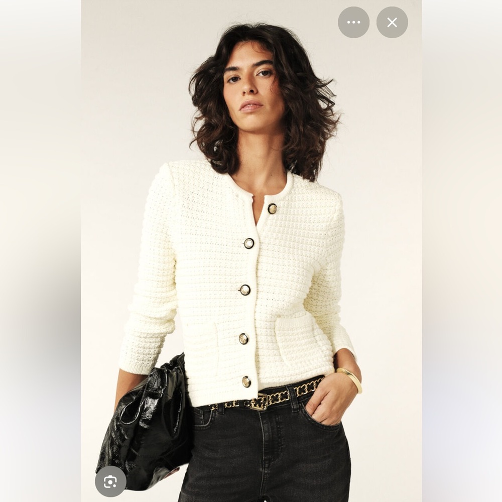 Ba&sh Gaspard Knitted Cardigan Sweater in Ivory Size 1/Small NWOT - Picture 2 of 13